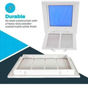 EZ-FLO 16 x 16 Inch (Duct Opening) Return Air Vent COVER Solid Steel WHITE. NEW